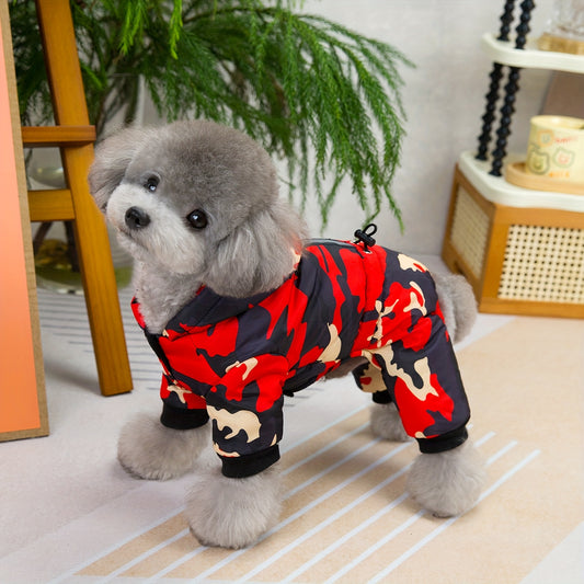 Pet Dog Clothes, Pet Four-legged Clothes, Pet Clothing for Autumn And Winter, New Buttoned Camouflage Four-legged Clothes