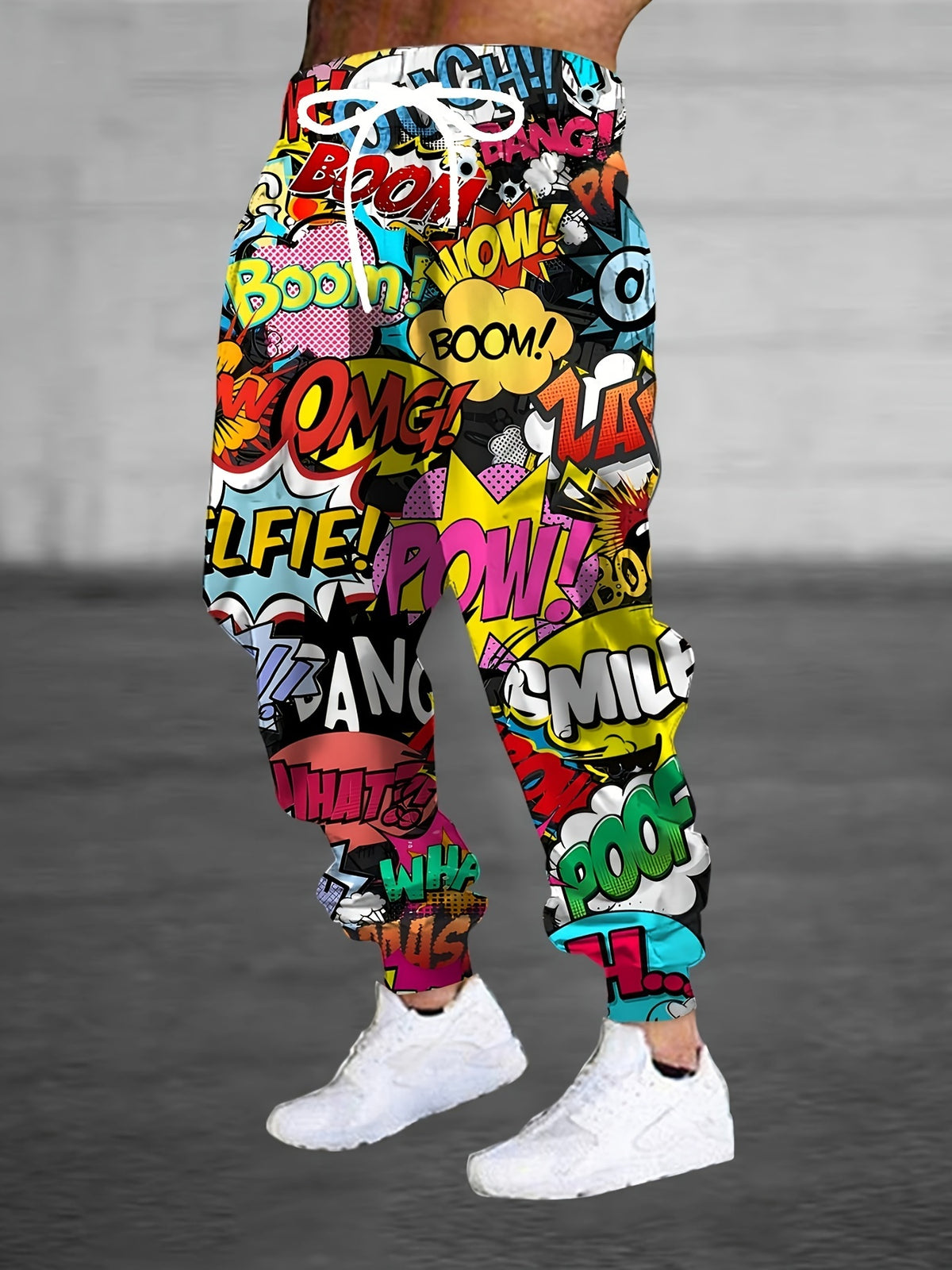 3-Pack Men's Sweatpants - Bold Comic Book Graphic Prints (BOOM!, POW!, FORGET ABOUT IT) - All-Over Graffiti Joggers - Stretch Knit Fabric Pants - Regular Fit Casual Pants - for Everyday & Formal Outfits - Perfect Gift for Tee