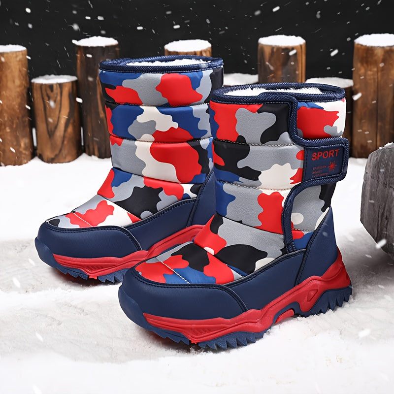 Kids' High-Top Snow Boots - Non-Slip Warm Winter Shoes with Closure, Durable TPR Sole & Breathable Fabric Lining for Outdoor Hiking, Casual Wear - Boys & Girls, Hiking Boots, Hiking Footwear, Sporty Design, Secure Fit Footwea