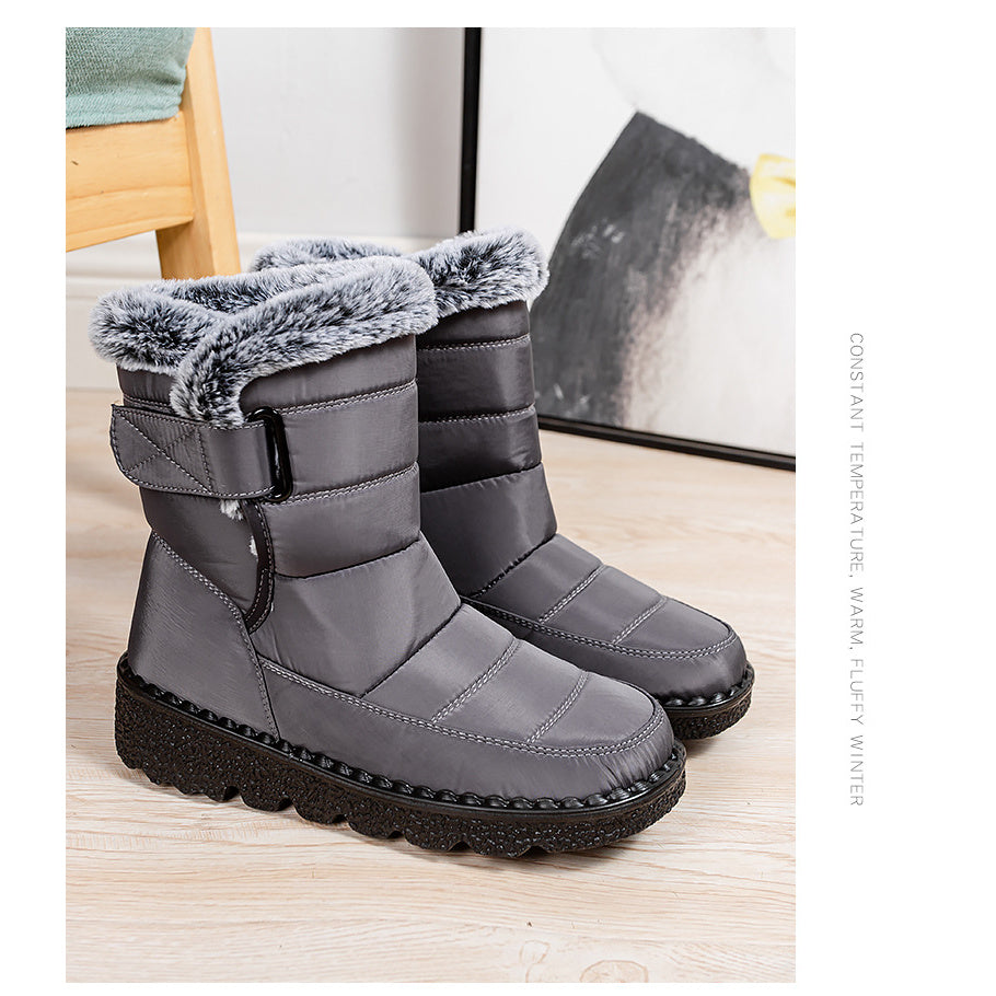 Women's Winter High Quality Non-Slip Snow Boots with Thick Warm Faux Rabbit Collar - PVC &  Cold-Resistant Boots, Sole for Ice Traction, Warm Winter Footwear for Snow, Ice, Freezing Floors