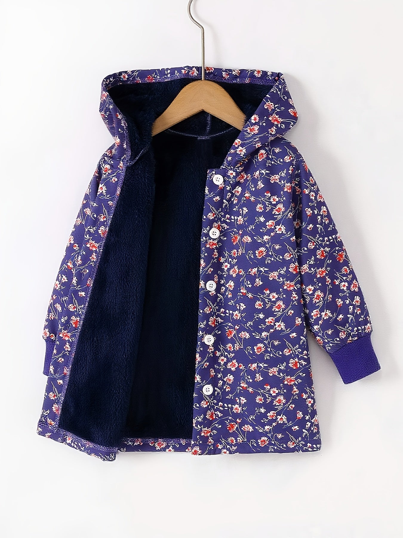 1pc Girls' Winter Coat - Long Sleeve Hooded Jacket with Front Button Closure, Non-Stretch Fabric for Cold Weather, School, Hiking, Everyday - Easy-to-Wear Outerwear for Girls (Random Color: Brown/Blue/Black/White/Pink/), Hiki