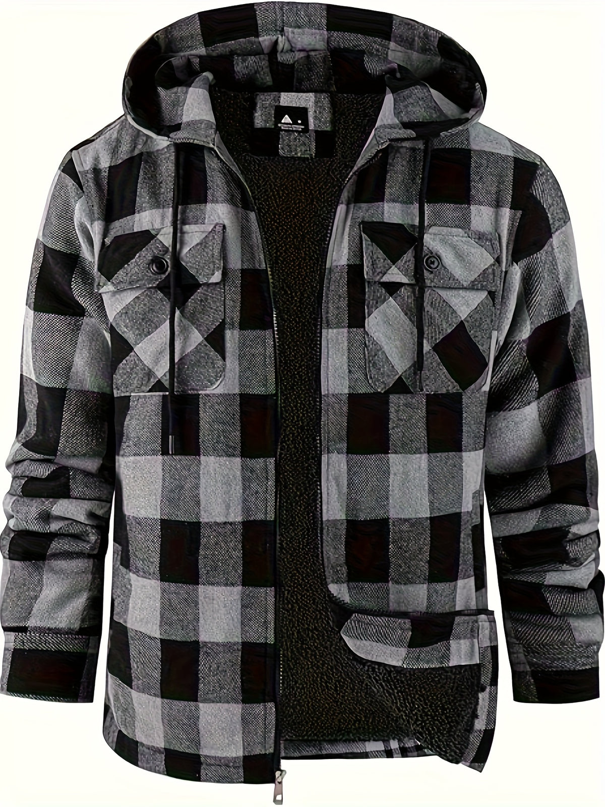 2pcs Men's Heavyweight Winter Jacket & Coat Set - Plaid Hooded Outdoor Windproof with Zippered Pockets, Machine Washable Cold-Weather Outerwear (Jackets/P Coats)
