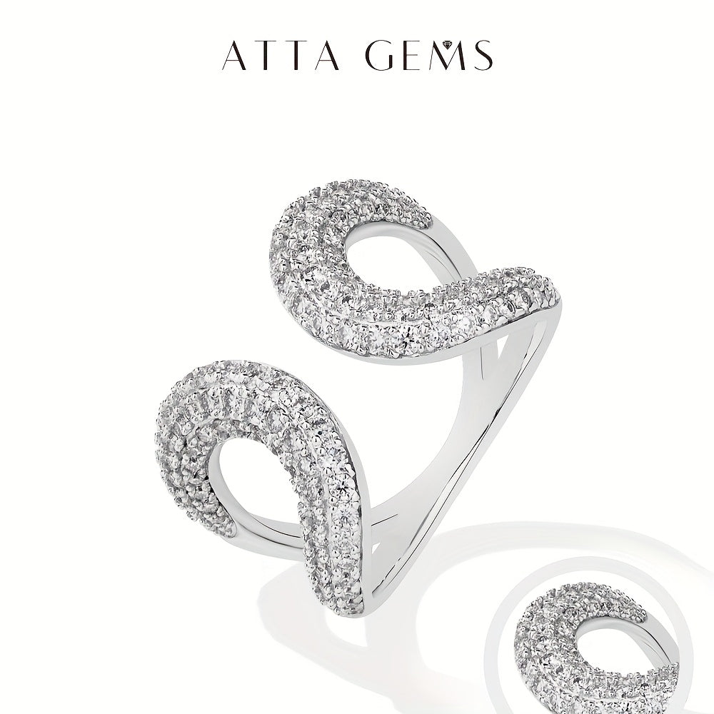 A Stunning S925 Silver Double C Open Ring Made of Moissanite, Fashionable And Elegant, Perfect Gift for a Girlfriend Or Wife.
