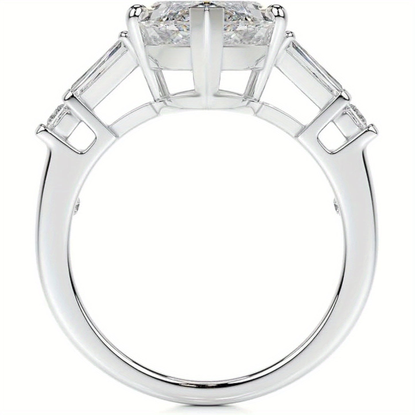 1pc 4.3ct Olive cut Moissante engagement ring Women'S Silvery Moissante Ring Daily life Marriage marriage gifts