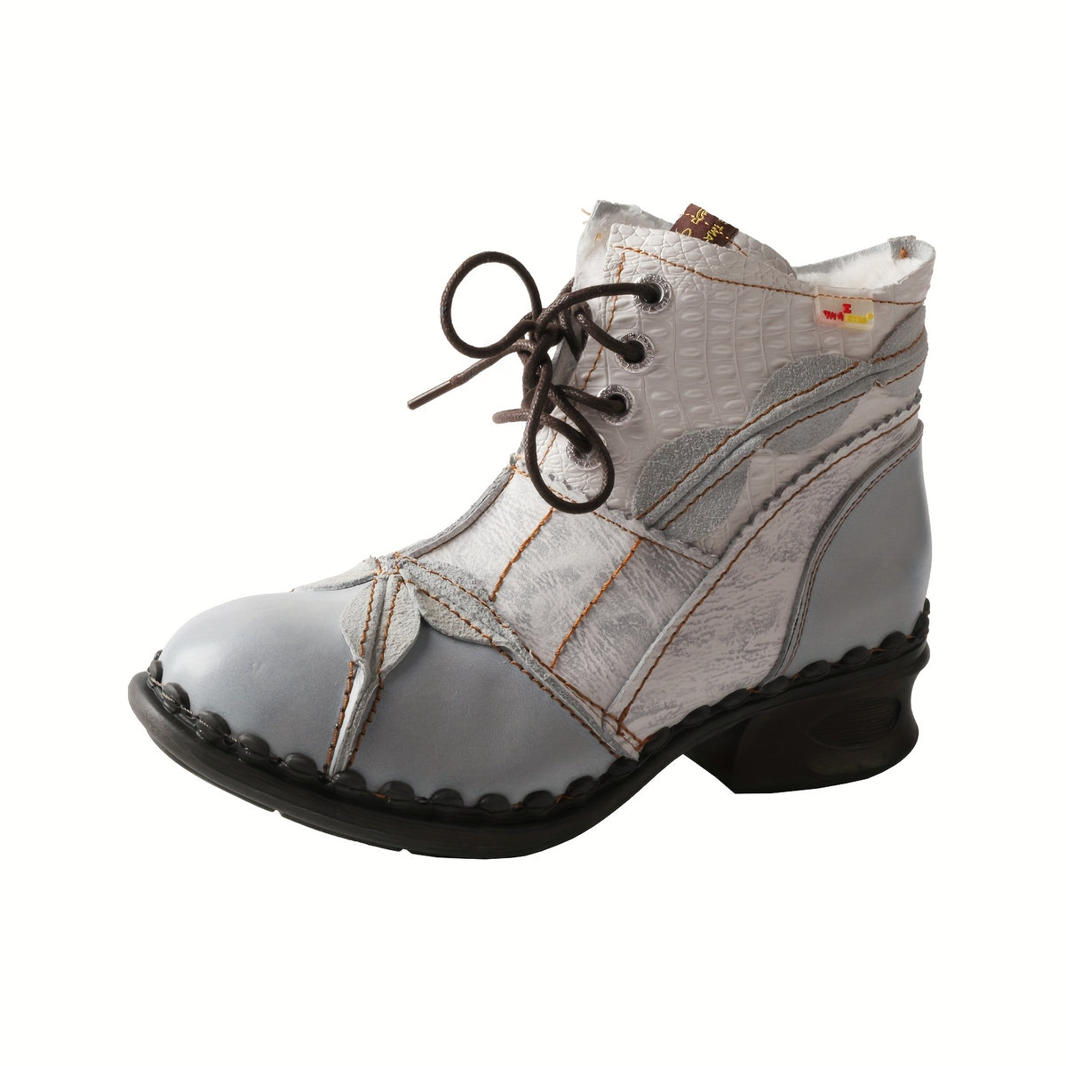 TMA EYES Women's Winter Warm Short Boots with, Thick Non-Slip Sole & Lamb Insole - Retro Lace-Up Round Toe Boots Suitable for Commuting, Casual & Office Wear - Coarse Heel Warm Boots