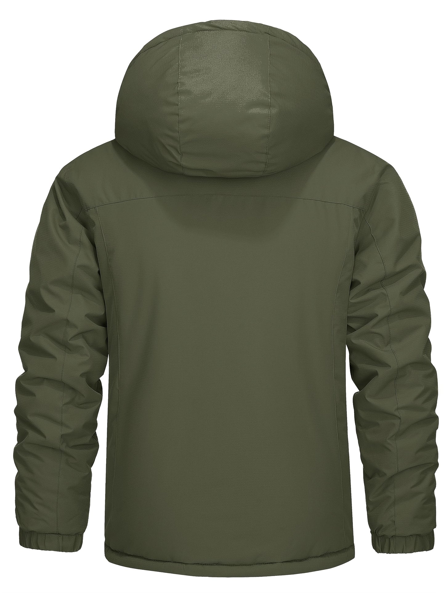 Men's Windproof Thermal Snow Jacket with Full-Zip Hooded Fleece Parka - High Quality Ski & snowboard Outerwear, Thickened for Hiking, Mountaineering, Winter Sports (Machine Washable, Zippered Pockets)