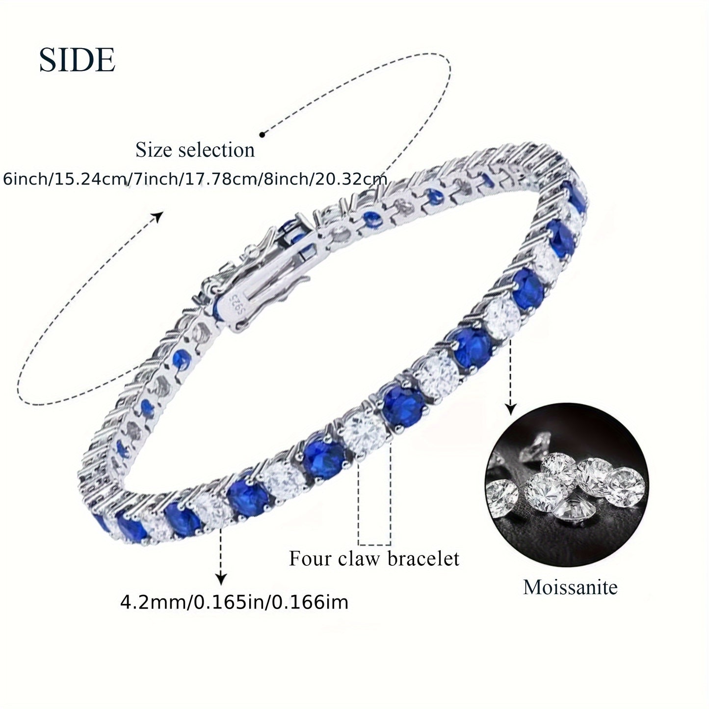 1pc Italian Luxury 925 Silver Moissanite Inlaid Bracelet, Designed And Hand-crafted By An Italian Designer, Is Perfect As An Anniversary Gift for Your Wife, Suitable for Various Occasions Such As Banquets, And Comes with A Be