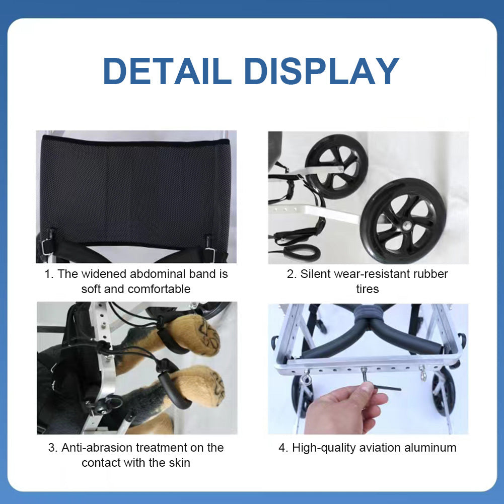 Adjustable Heavy-Duty Dog Wheelchair Cart for Large Breeds - Paralysis & Mobility Aid with Rear Limb Support, Hip Brace & Quad-Leg Stability - Lightweight Foldable Pet Wheelchair for Disabled Labrador, German Shepherd, (Up to