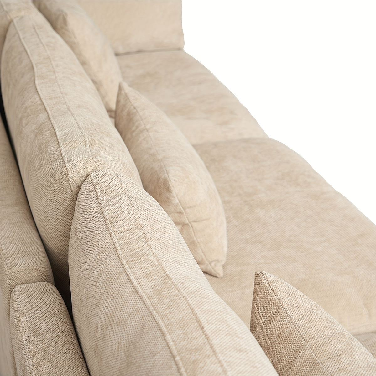 Modular Sectional Sofa Cloud Couch, 119.29" Khaki Modular Couch, Linen Blend Fabric Minimalist Deep Seat Sectional Couches For Living Room, Sofa Covers Washable&Removable