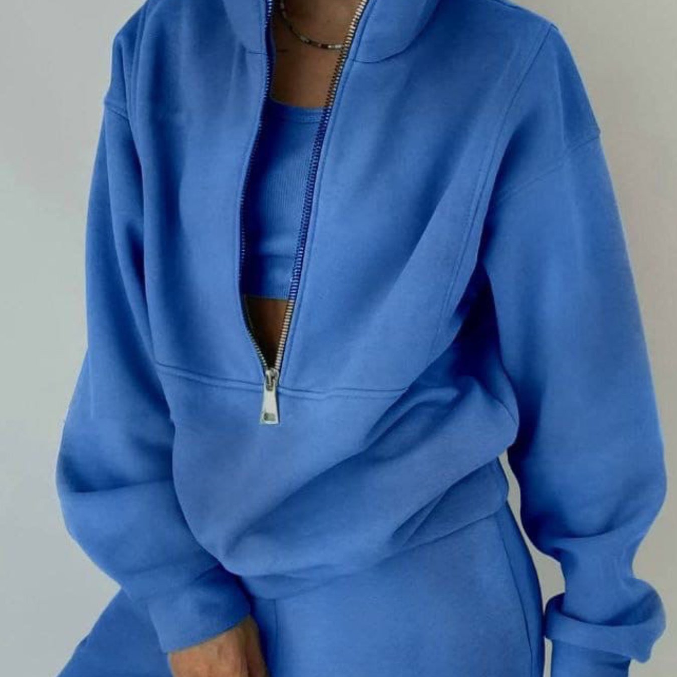 Fleece Set- Women'S Casual s Two-Piece Fall 2025, Clothing Set, Casual Wear, y Look, Cozy Outfit, Fleece Material, Warm Fabric, Women'S Top, Matching Set, Enthusiasts, Fall Wardrobe