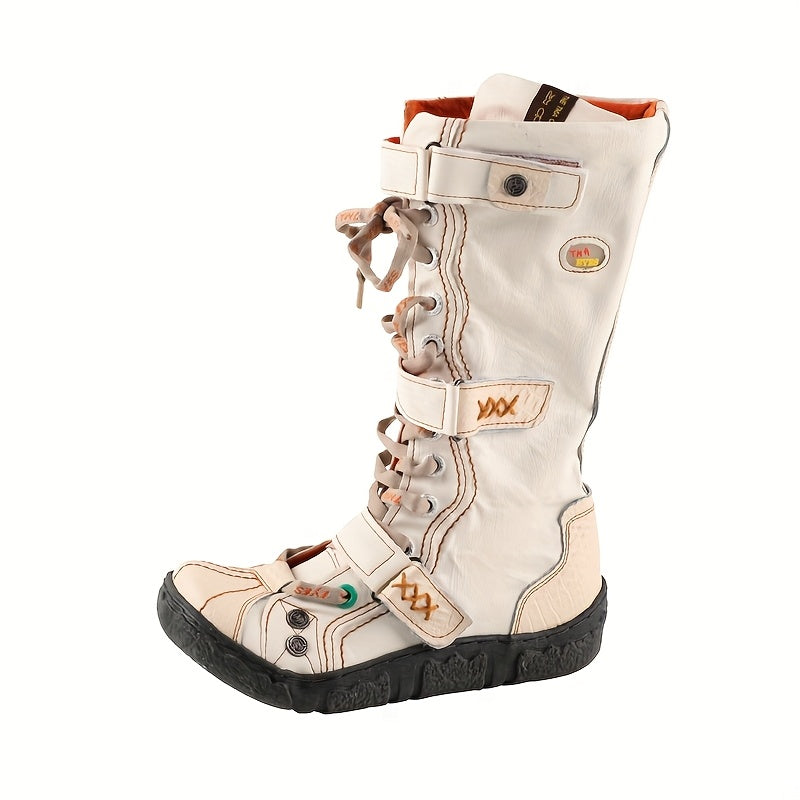 [Y2K Hottie Style Boots] TMA EYES Y2K Hottie Style Women's Mid Top Boots | Fashionable, Simple, Lightweight, Non-Velvet, Spring Summer
