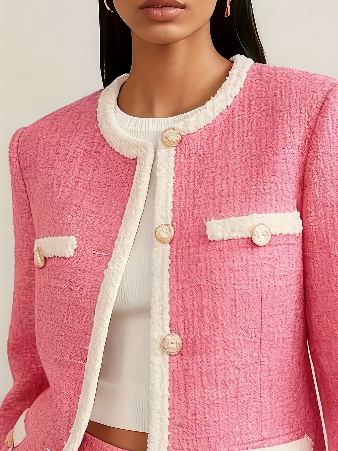 New Women'S Fashion Top in The Chic Elegant Style for Autumn And Winter, Suitable for Both Casual And Formal Occasions, Featuring Button Details And Pockets