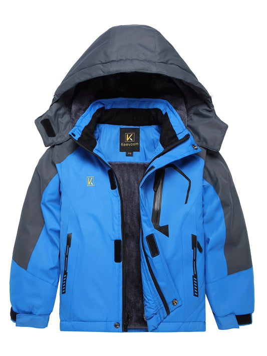 SEERSUCKER 1pc Boys' Outdoor -Lined Hooded Fall/Winter Jacket Warm, Windproof, and Waterproof Jacket Detachable Hood Perfect Gift for Labor Day, Wedding Season, Christmas, Halloween, Thanksgiving, New Year, and Other Holidays