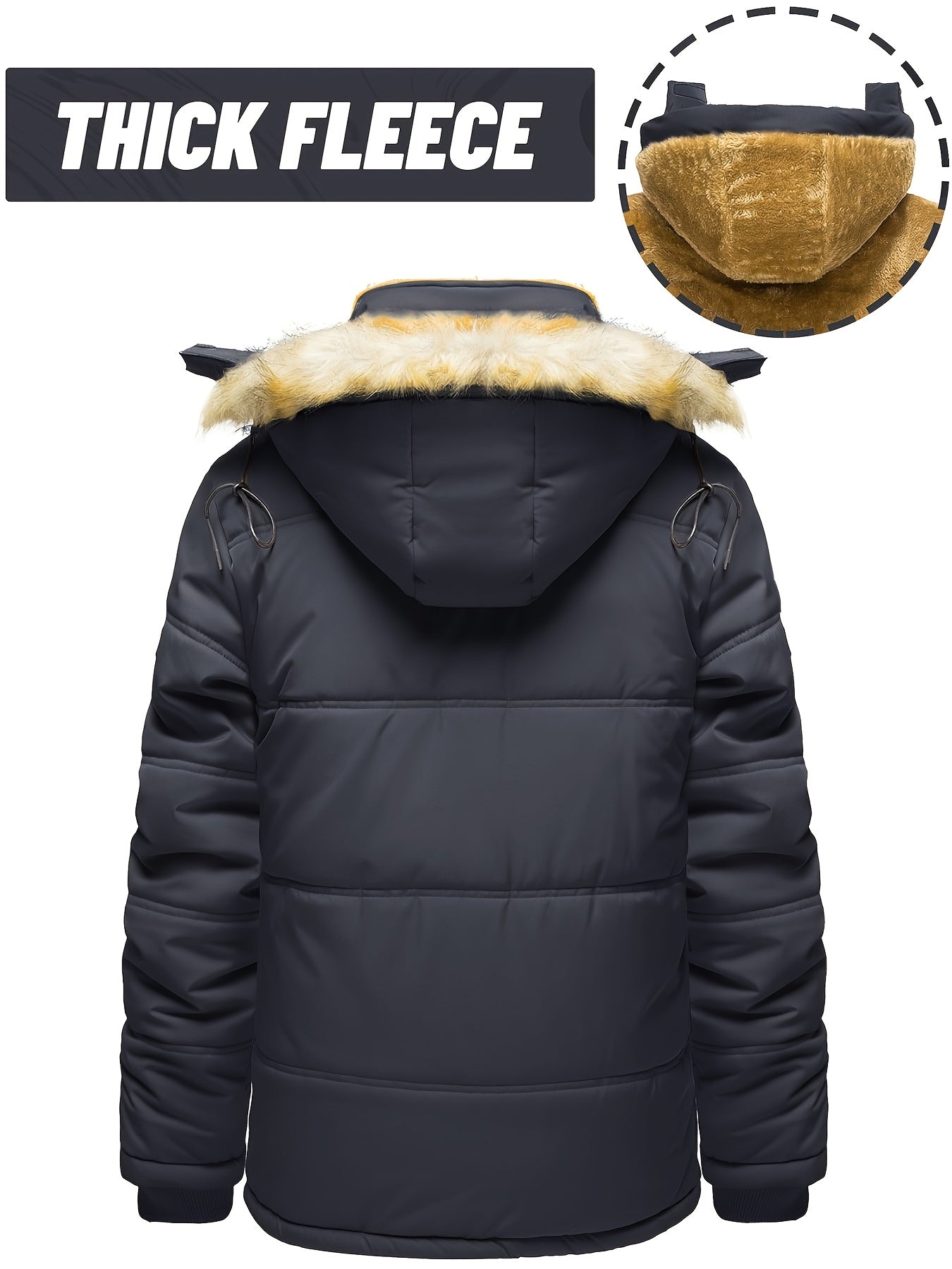 Men's Heavy-Duty Winter Jacket with Detachable Hood - High Quality Windproof Thermal Parka Coat, Fleece & Full-Zip Closure, Multi-Pocket for Skiing, Hiking, Camping, - Beige/ (No-Fill Cold Weather Outer, Mens Winter Jackets A