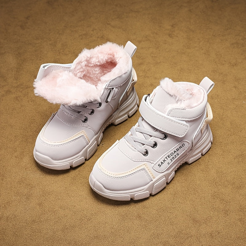 Kids' Winter Snow Boots - Thermal Insulated Cold Weather Shoes with Easy Hook-and-Loop Closure, Non-Slip EVA Sole - / Tan - for Boys & Girls - Ideal for Snow, Ice, School, Playdates - Durable Synthetic Construction, Outdoor P
