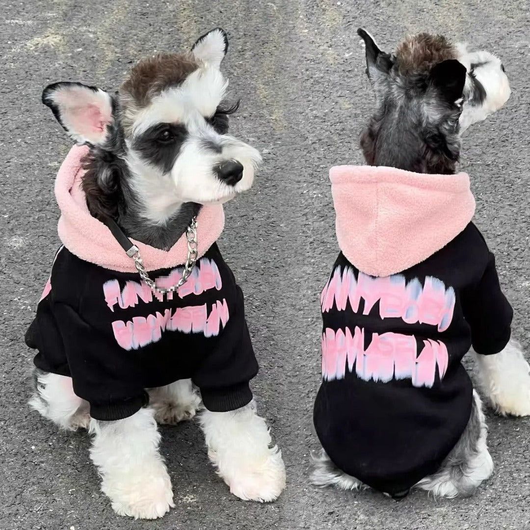 Winter -Lined British Hooded Dog Jacket Sweatshirt - Cozy Warm Pullover for Small Medium Large Dogs, Cute Pet Clothes for Pomeranian, Chihuahua, Poodle, Cocker Spaniel & More, Outdoor Winter Wear