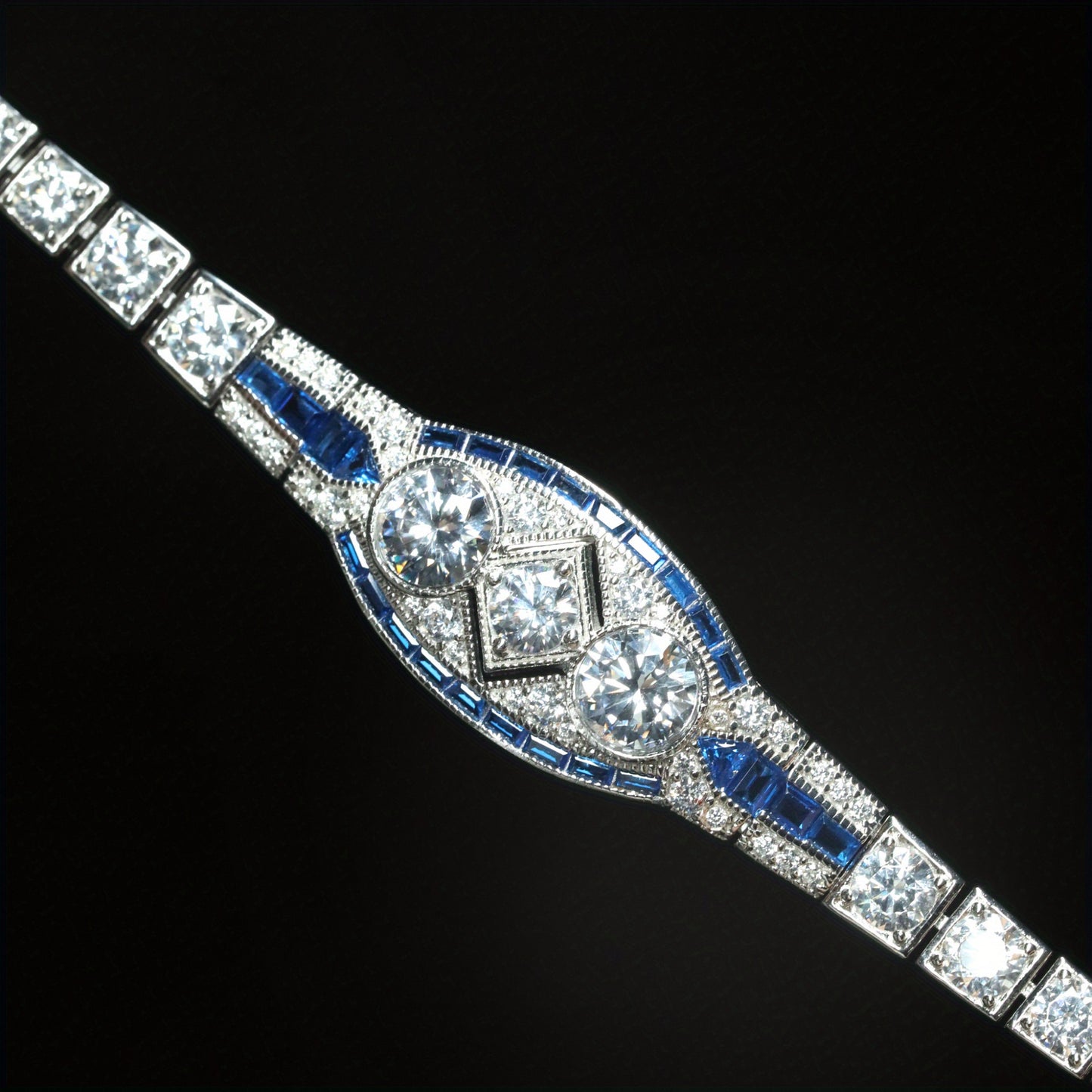 925 Silver Jewelry Royal Blue Art Deco Decorative Party Jewelry Women's Bracelet The Perfect Gift for Your Wife Or Girlfriend Wedding Accessories Women's Accessories Birthday Gifts Holiday Gifts
