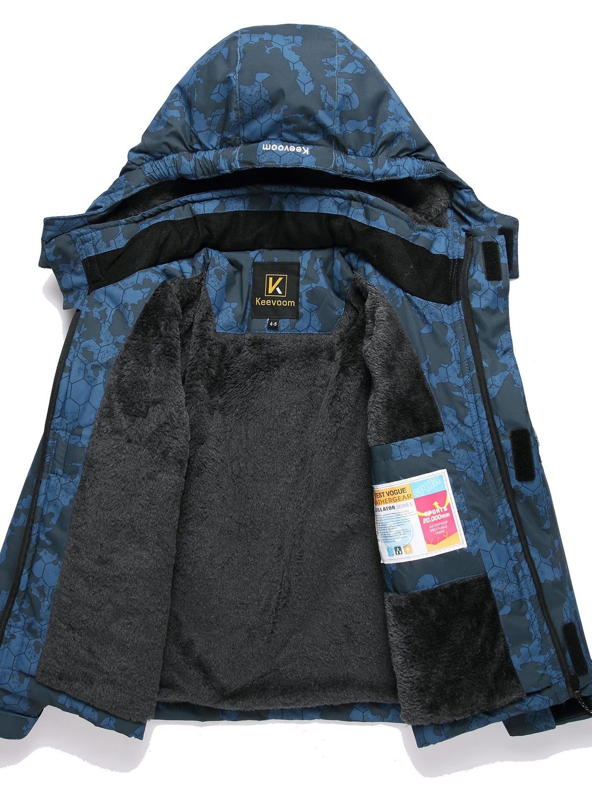 Keevoom Boys Winter Coat Ski Jacket Windproof Kids Snowboard Warm Snow Coat High Quality Outdoor Hooded Ski Coats