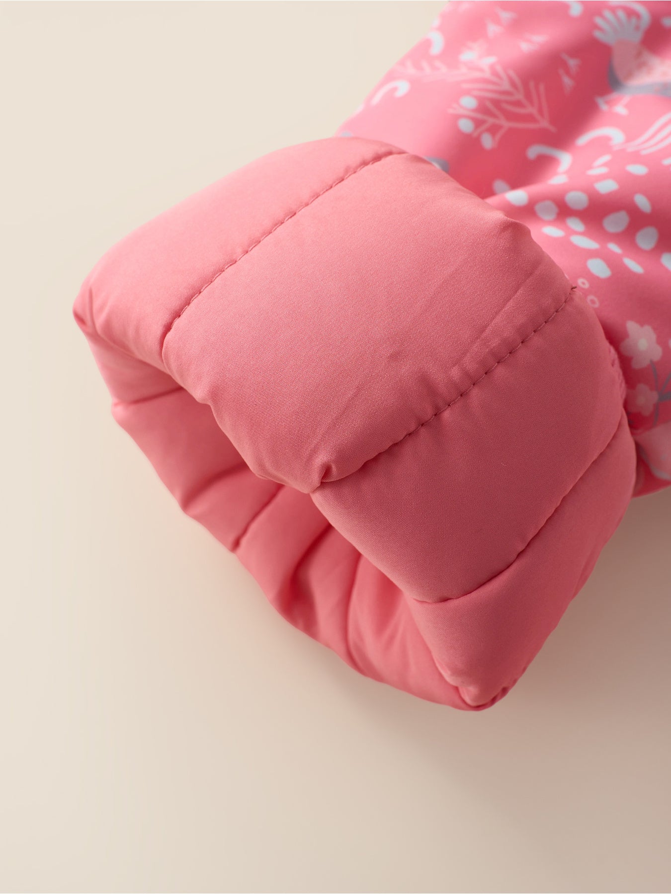 Girls' Pink Snowsuit with Hood, Full-Print Animal and Plant Patterns, Adorable Ear Design, Front Zipper, Fitted Waist, Cute Side Pockets, Cuffed Sleeves and Legs, Warm and Windproof for Cold Weather Outdoor Play, Winter Snow