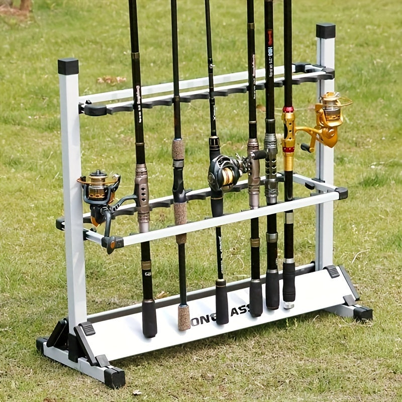 Portable Fishing Rod Holder Made of Metal Aluminum Alloy, Designed to Organize And Hold Up to 24 Fishing Poles of Various Types