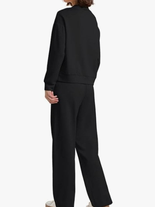 Scacto Women'S 2pcs Set - Oversized Round Neck Sweater & Wide-Leg Pants with Functional Pocket Design, Soft Stretch Fabric, Loose Fit Casual & Travel Outfit in Brown | Spring/Fall Neutral Tones | Comfortable Two-Piece Ensembl