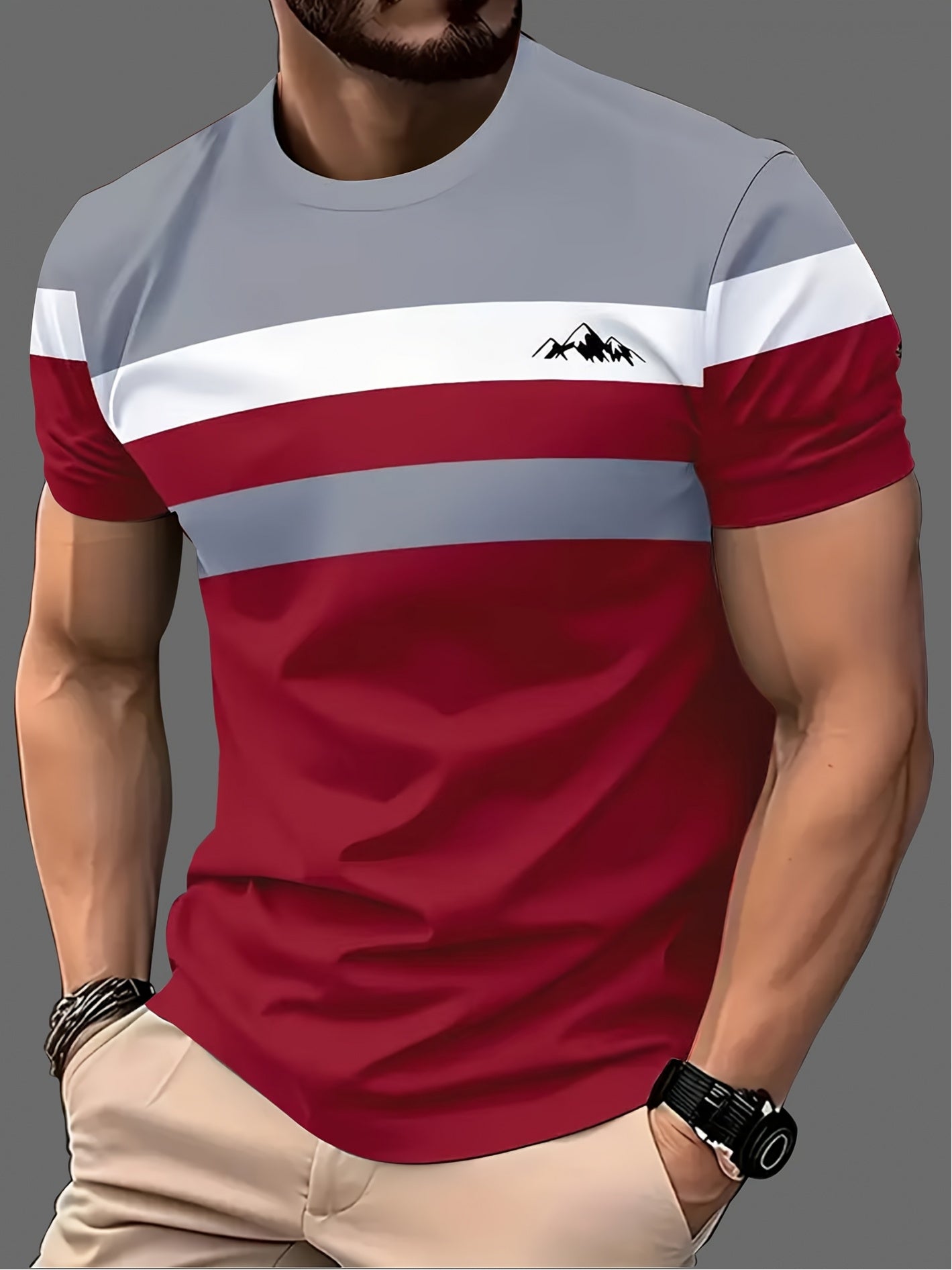 Set of 5 • Stylish 3D Digital Print • Striped Men's T-Shirts