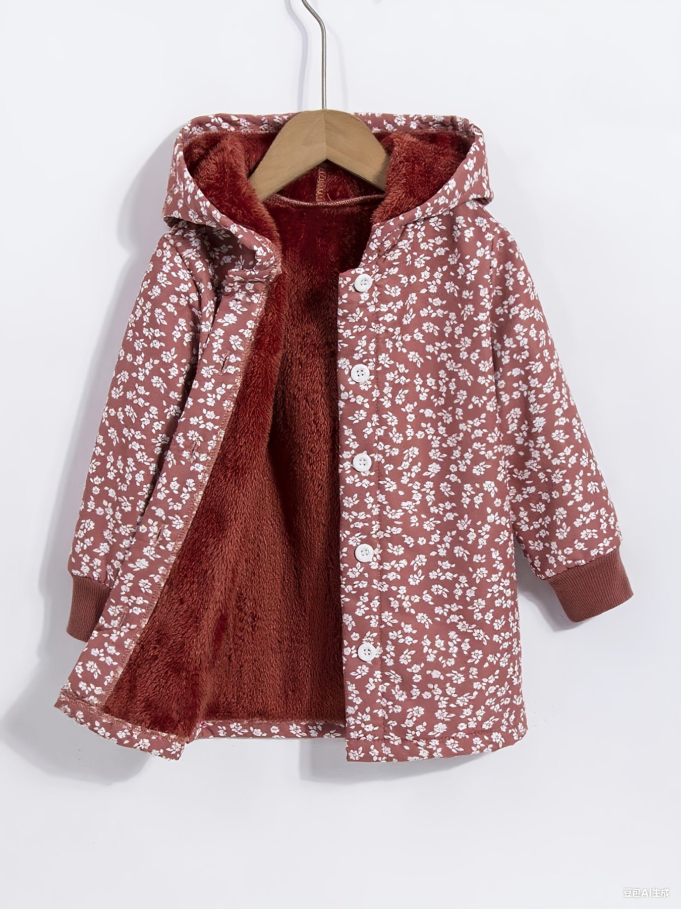 1pc Girls' Winter Coat - Long Sleeve Hooded Jacket with Front Button Closure, Non-Stretch Fabric for Cold Weather, School, Hiking, Everyday - Easy-to-Wear Outerwear for Girls (Random Color: Brown/Blue/Black/White/Pink/), Hiki