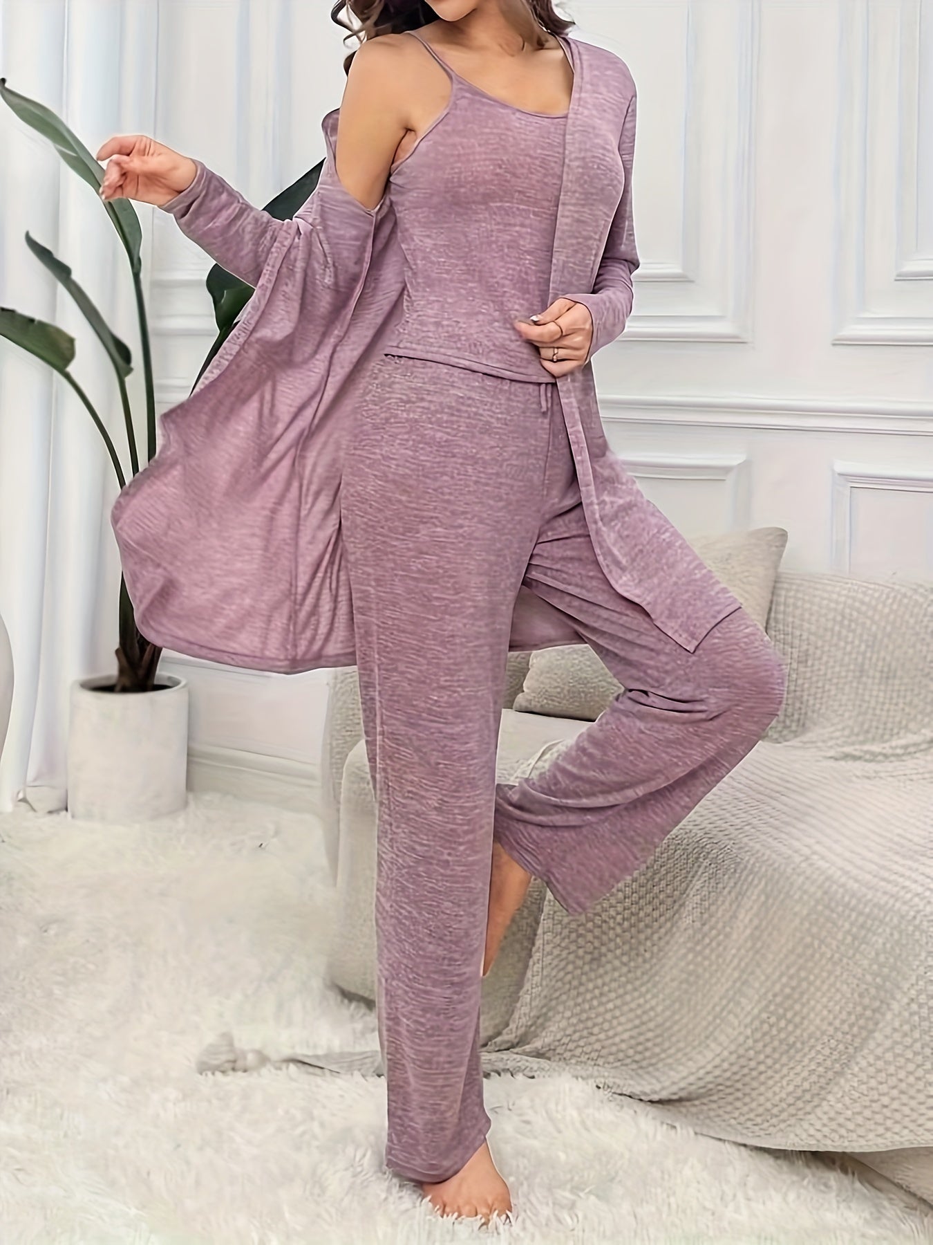 Women's Casual Autumn/Winter 3pcs Pajama Set