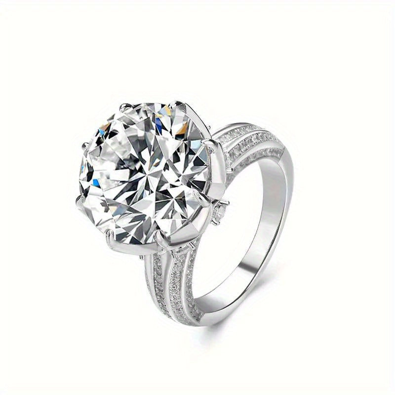Personalized 10ct Moissanite Diamond Engagement Ring and Heart Engraving, 925 Sterling Silver, 8 Prongs, Valentine 39 Day, Party, Personalized, Creative, Holiday, Wedding &amp Banquet
