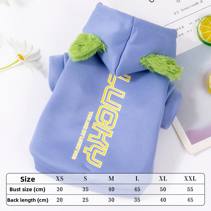 Cozy Winter Dog & Cat Hoodie - Thickened Warm Pullover Sweater for Small to Medium Pets, Soft Blue/Pink/Green Colors, Adjustable Drawstring Hood & Easy Overhead Design, Bichon Frise & Puppy Apparel (Measure Chest & Back Lengt