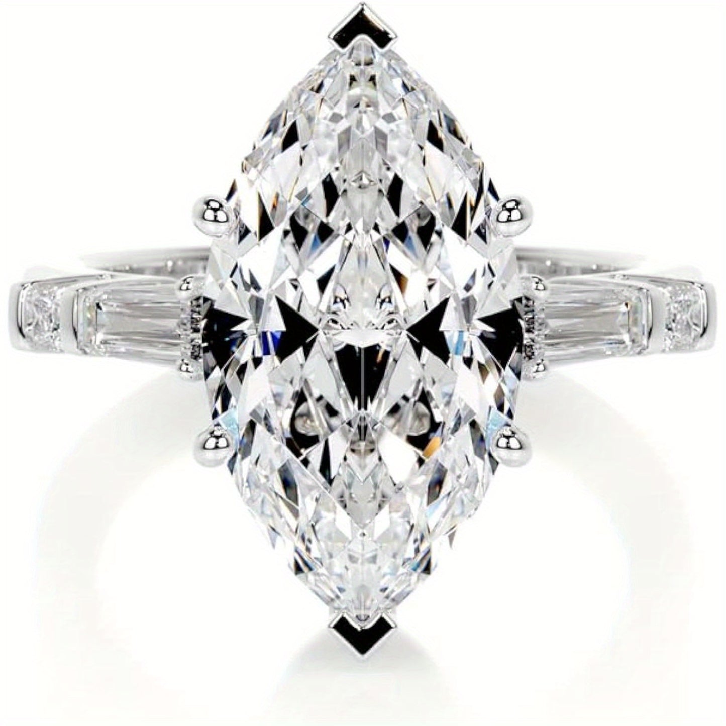 1pc 4.3ct Olive cut Moissante engagement ring Women'S Silvery Moissante Ring Daily life Marriage marriage gifts