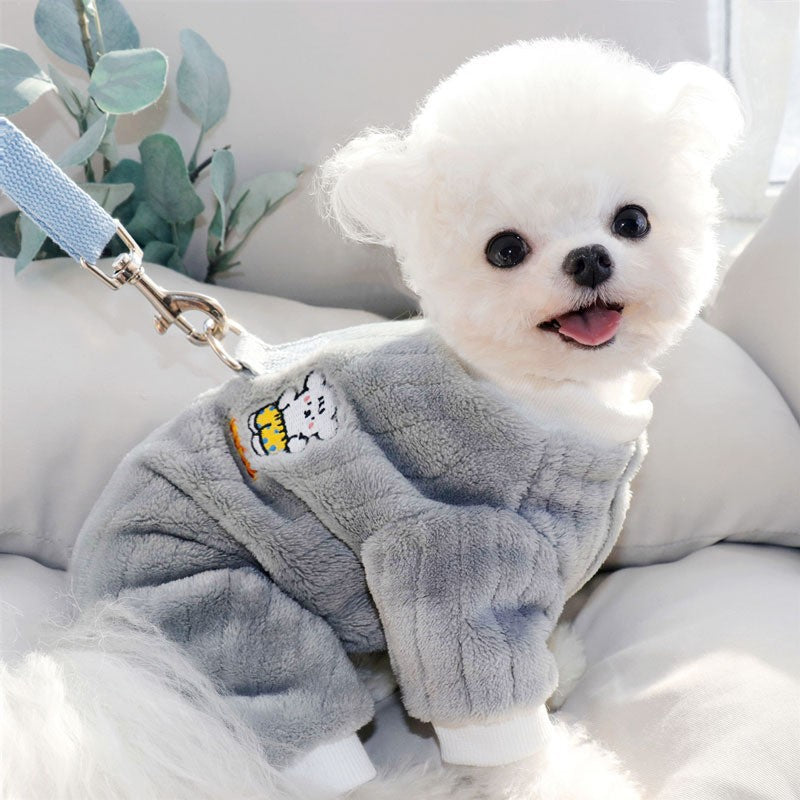 Winter Dog Clothes for Small Dogs with Snap Button Closure - Warm Four-Legged Jacket for Bichon, Teddy, Pomeranian, Schnauzer Puppies - Cold Weather, Easy Wear ( Winter Outfit)