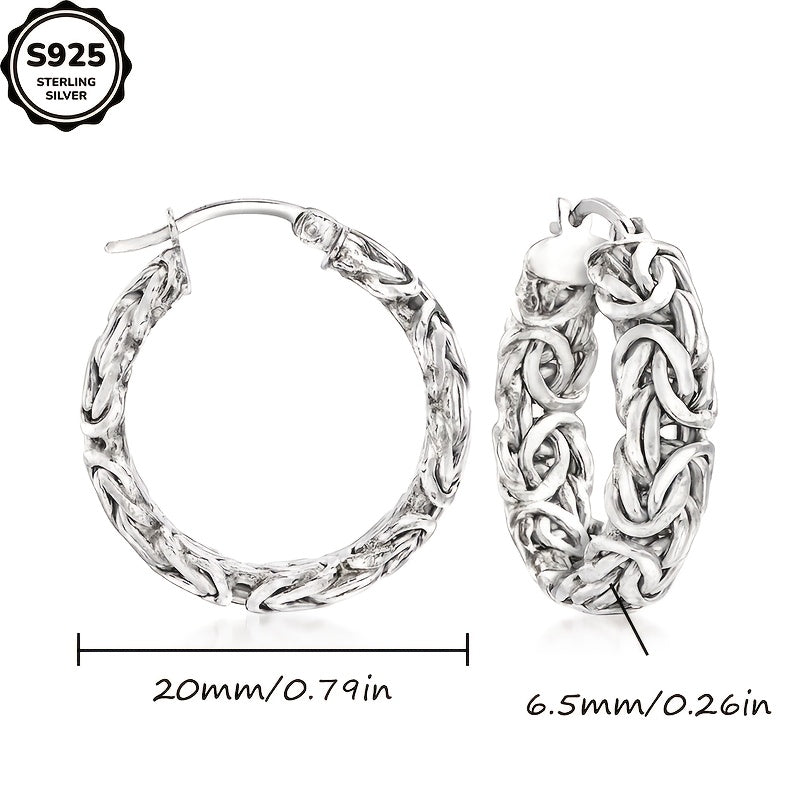 A Pair Of 925 Sterling Silver RingEarrings, Handmade, Luxury Fashion, Women'S Earrings, Women'S Jewelry, Birthday Gifts, Anniversaries, Various Festivals, Special Occasions, ' Stylish Jewelry, Contains A Beautiful Gift Box