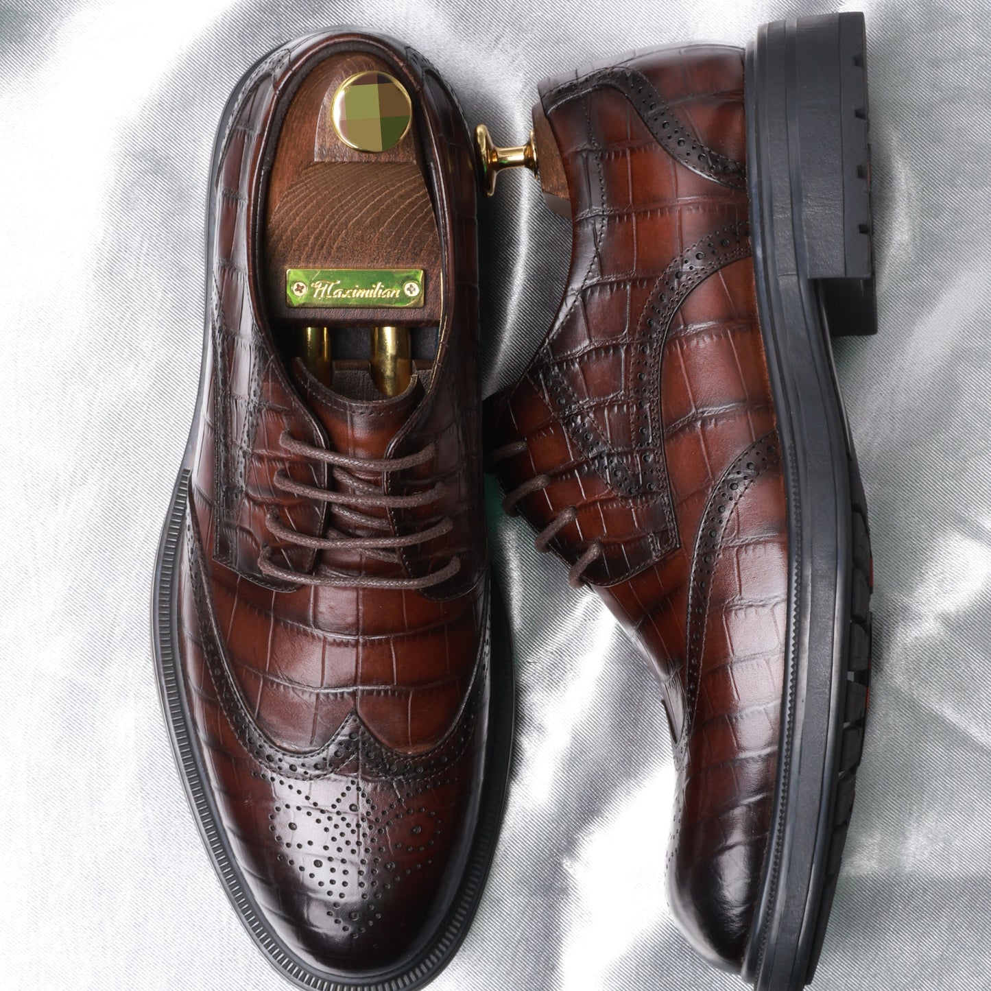 Men'S Genuine Leather Classic Brogue Oxford Shoes - First Layer Cowhide Upper & Pigskin Lining, Non-Slip Rubber Sole, Round Toe Short Design with Decorative Brogue Pattern, All-Season Versatile Dress Shoes for Business, Casua