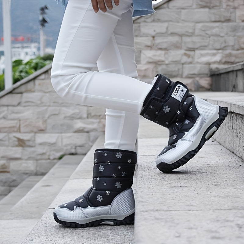 [Preppy | Winter] Winter High-Top Snow Boots | Preppy Casual Boots for Boys & Girls | Adjustable Fastening, PU & Nylon Upper, Fabric Lining, TPR Sole, Round Toe, Kids' Warm Padded Boots