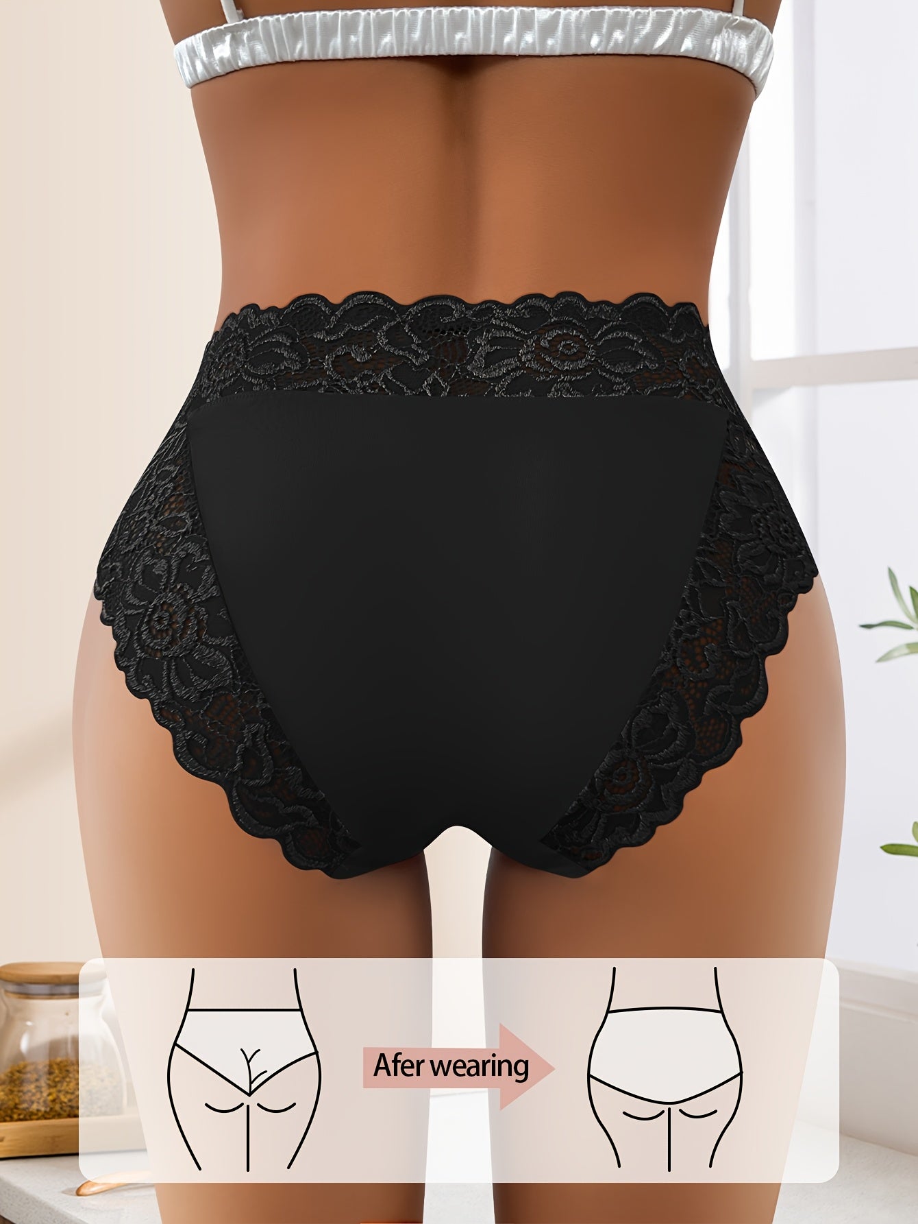 5pcs Women's Floral Lace Design Triangle Panties - Elegant, Breathable Mid-Rise Underwear with Geometric Patterns, Comfortable & Stylish for Casual Attire, Romantic Holidays, and Special Occasions