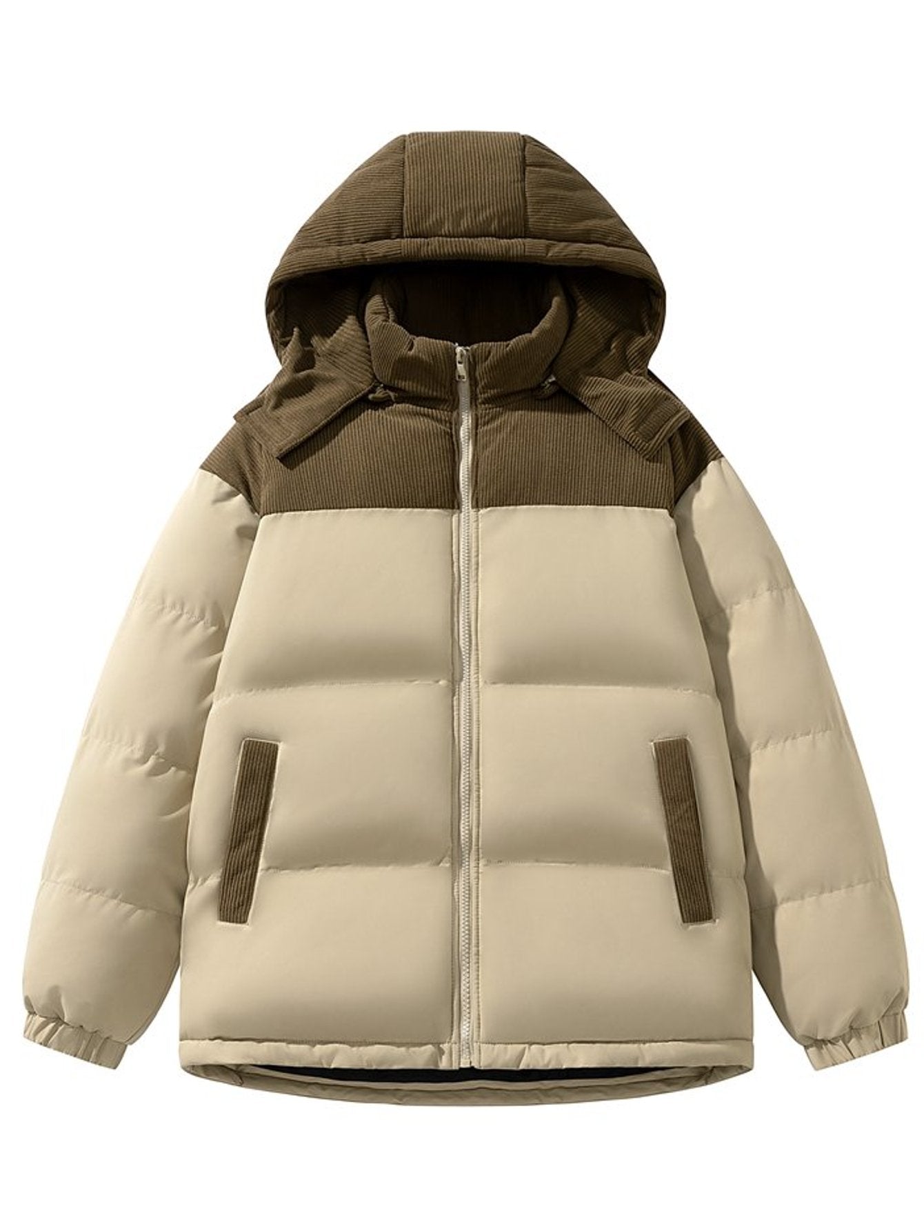 2025 New Winter Warmth-Resistant Coat | Thick Casual Fashionable Hooded Jacket with Zipper, Fiber, Regular Length, Long Sleeves