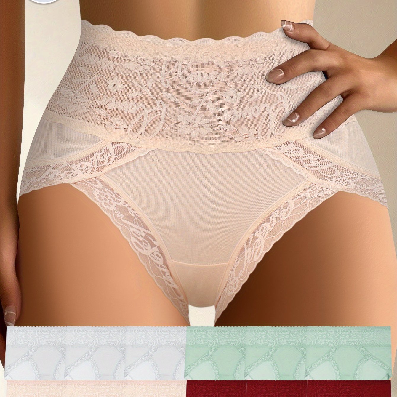 12pcs QUASTI Women'S High Waist Tummy Control Underwear - Seamless Butt Lifting & Body Shaping, Soft Breathable Comfort Fit, Mid-Rise Lace Trim, Multi-Color Options for Everyday Casual Wear, Tummy Control Underwear, Everyday