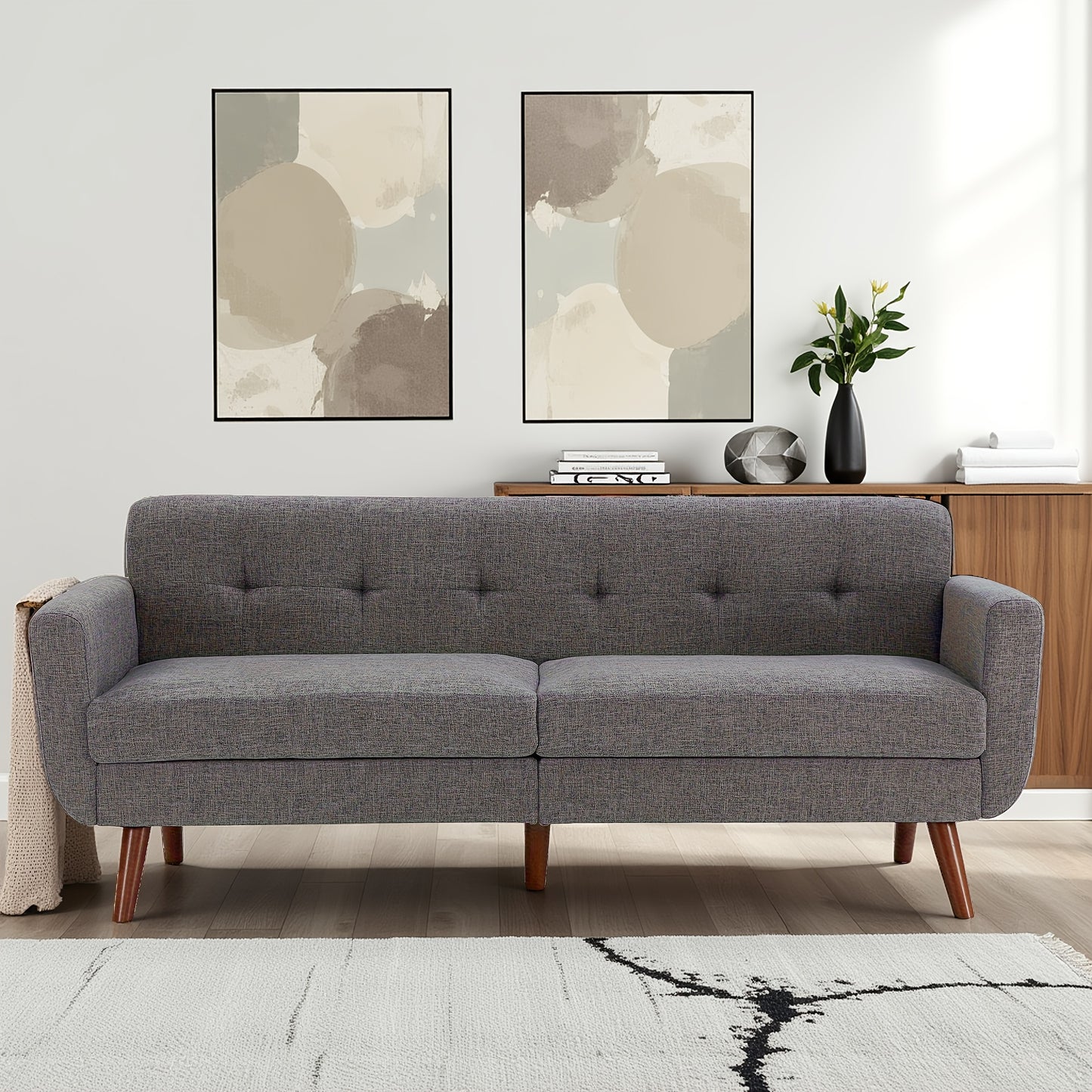 Mid Century Modern Loveseat, Button Tufted Accent Sofa, Small Couch for Living Room, Office & Small Spaces, A Top Choice for Christmas Gifts.