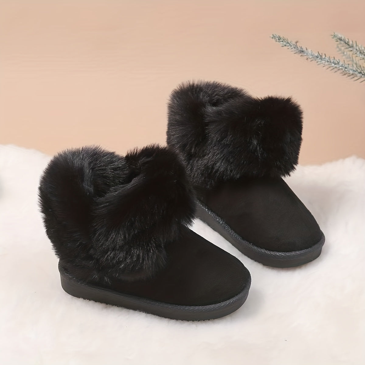 Cozy Fleece-Lined Winter Boots for Girls - Slip-On Mid-Calf Snow Boots with Plush Lining, Warm TPU Sole & Fabric Upper, Casual Style for Outdoor Adventures & Daily Wear, Thick, Winter Boots For Children, Winter Boots For Chil