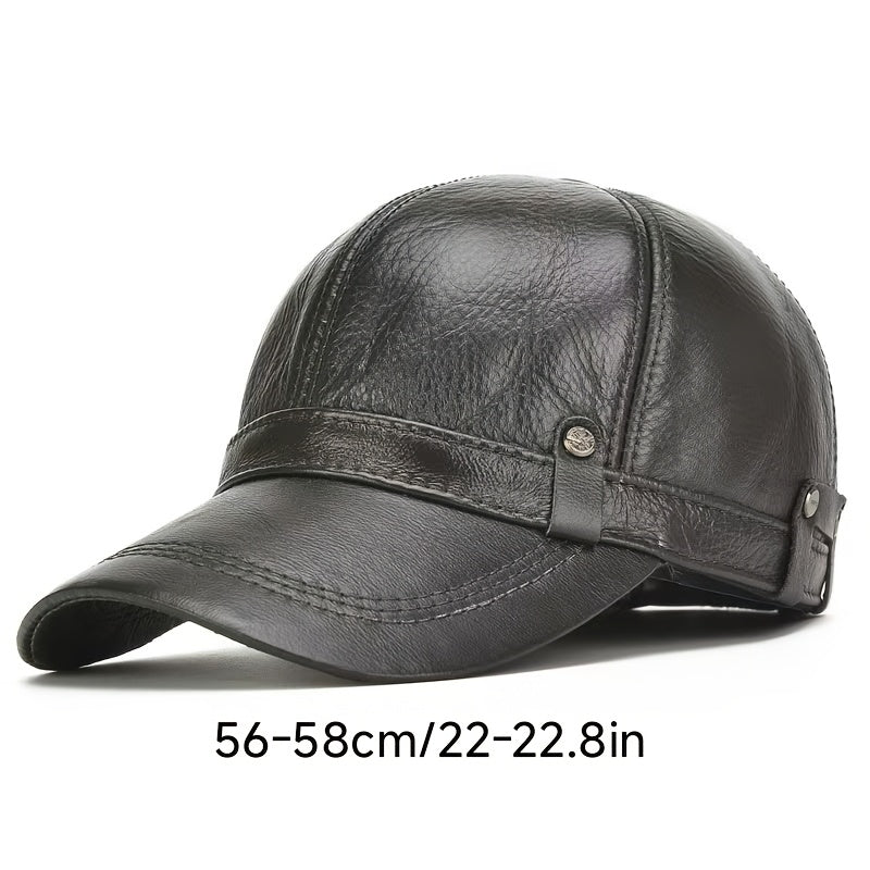 1 Genuine Leather Men'S Hat | Top-Grain Cowhide Casual Outdoor Baseball Cap with Adjustable Fit