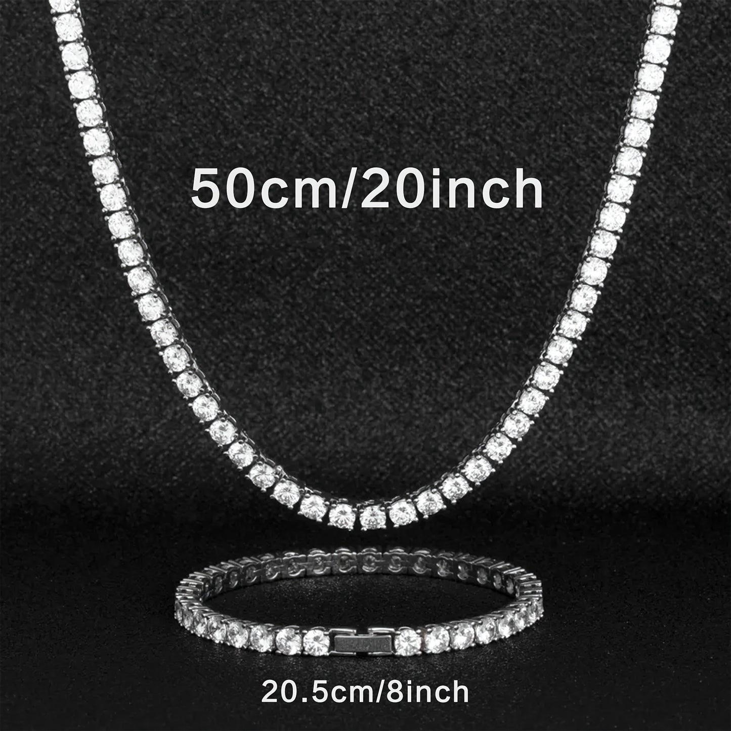 2pcs Moissanite Tennis Necklace Bracelet Set S925 Silvery with 32.9 Carats Moissanite 4 5Mm Wide, Suitable for All Occasions, Affordable And Noble Features Buy a Necklace And Get a Free Bracelet