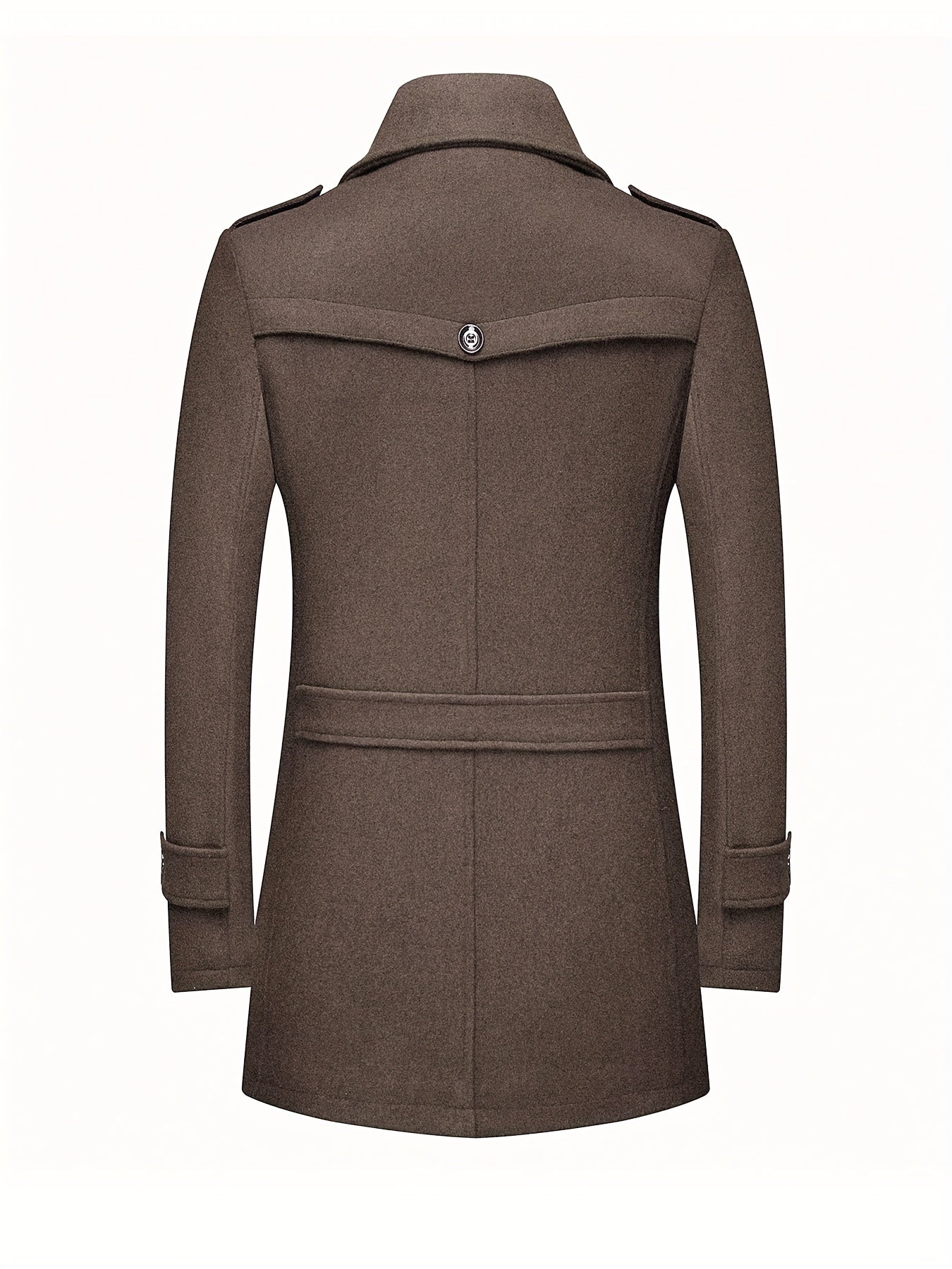 Men's Wool Blend Winter Coat with Detachable Scarf/Collars - Single-Breasted Trench Coat, Pocket & Durable - Warm Pea Jacket for Cold Weather, Casual & Formal Outfits (Hand Wash/Dry Clean)