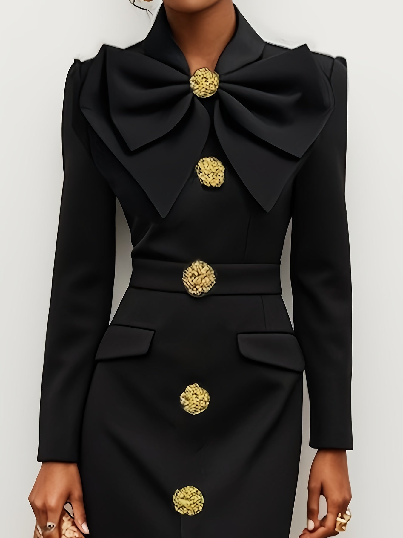 Women'S Elegant Formal Evening gown - Long Sleeve Party dress with Button Front, Slim Fit Ankle-Length Formal event, Wedding, Gala - Elegant Evening Attire for Women, Wedding Guest Outfit, Sophisticated Design, Highquality Fi