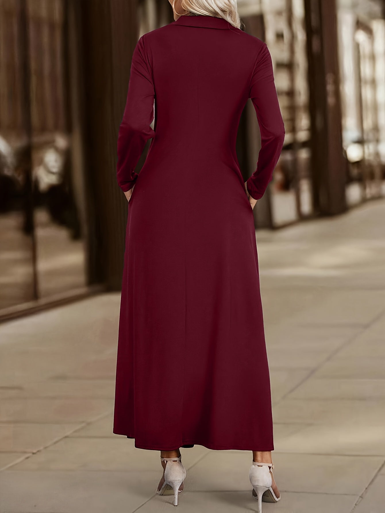 [Stylish Long-Sleeve Dress] New Stylish And Elegant Solid Color Long-Sleeve Dress for Women