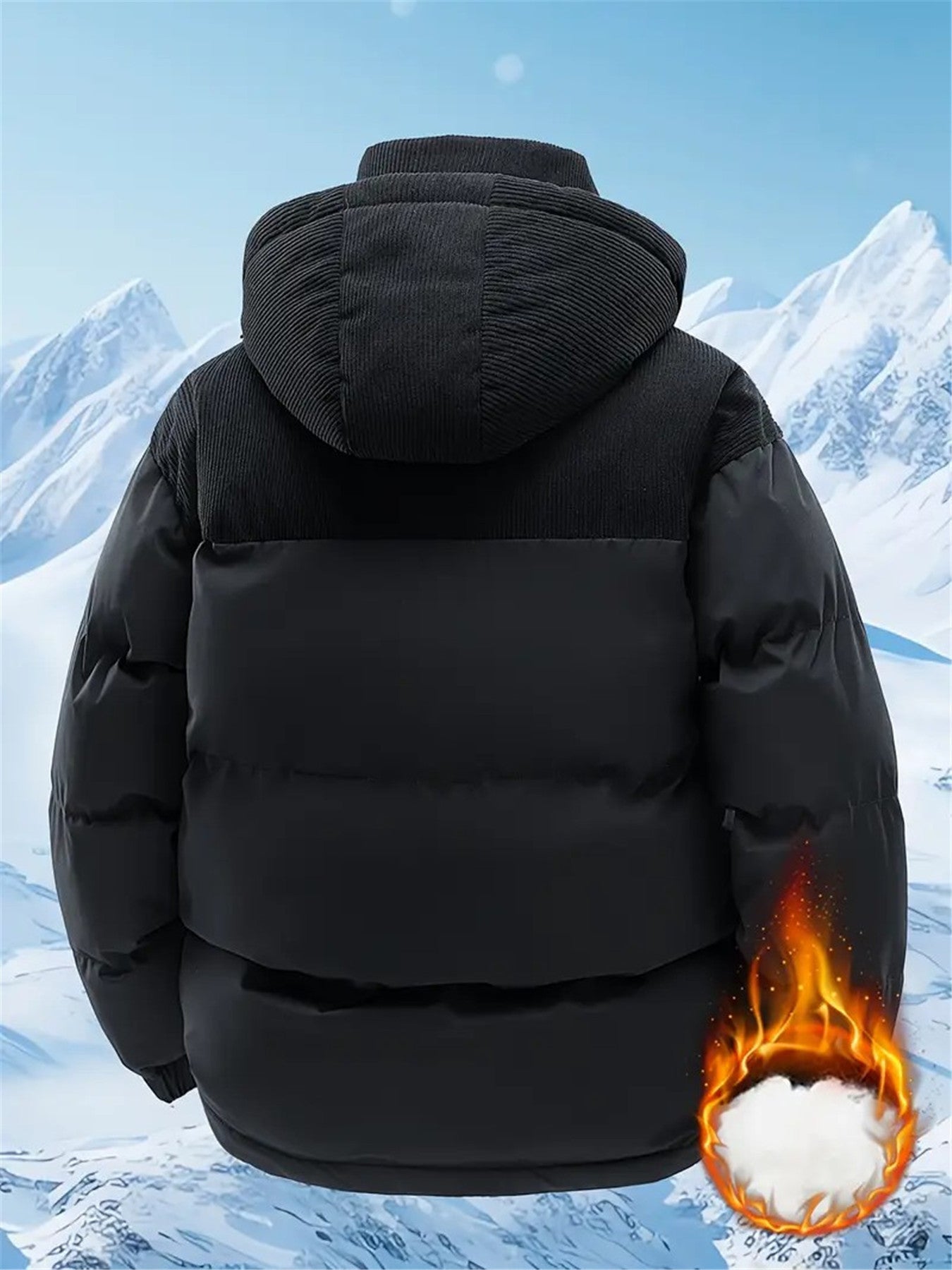 [Winter Fleece Jacket] 1pc Winter Hooded Fleece Jacket for Men & Women - Detachable Hooded Warm Color Block Coat with Zipper Closure, Polyester Fill, Regular Fit, Perfect for Cold Weather Outdoor Activities