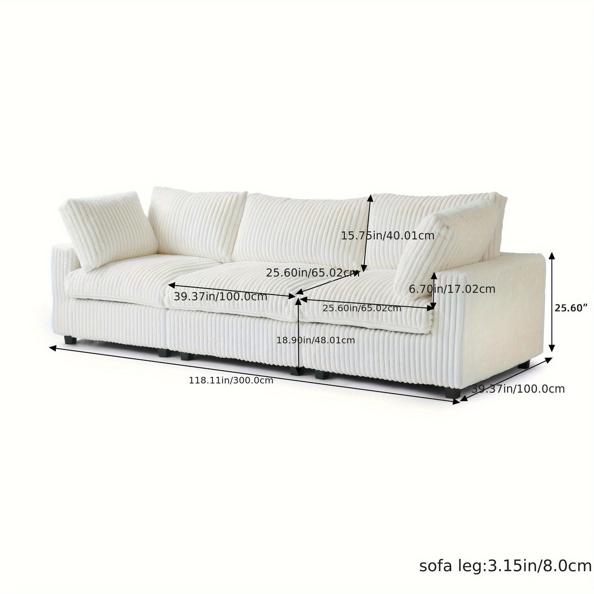 118" Modular Sectional Sofa - Modern Plush Cloud Design with Removable Cushion Covers, Convertible 2-Corner & Center Couch, Ergonomic Pillow Back & Hardwood Frame for Living Room, Apartment, Sectional Sofa for Living Room, Fl