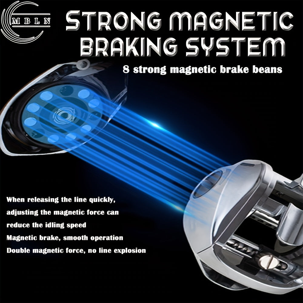 1pc Metal Spinning Reel, Deep Line Cup Design, 8+1BB Stainless Steel Bearings, Durable Brass Gears, 7.1:1 High Speed Ratio, Maximum Brake Force 35LB, with Heavy-Duty Aluminum Handle and Knob, Powerful Drag System, 8-Magnetic