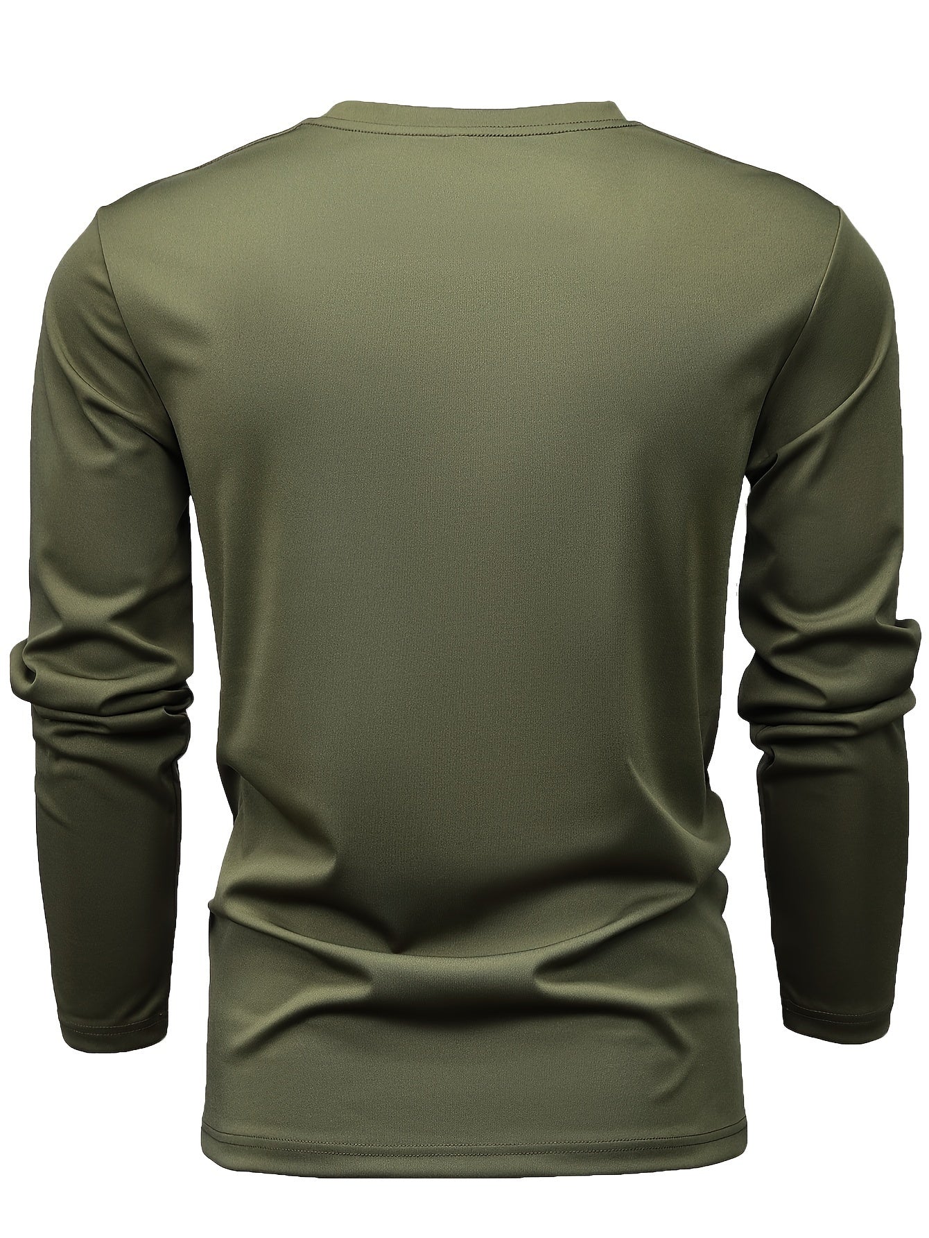 [5pcs Men's T-Shirts] 5pcs Men's Long Sleeve Round Neck T-Shirts - Solid Color Base Layer Layering Shirts, Casual & Athletic Wear, Durable Machine-Washable Tops for Jogging, Gym, Everyday Use - Bulk Pack Value (5)