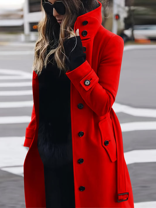 Women's Winter Warm Cardigan Coat - Large Collar Long Sleeve Jacket with Single-Breasted Front, Classic Tailored Fit for Office, Semi-Formal & Cold Weather, Hand Wash/Dry Clean ( Coat)